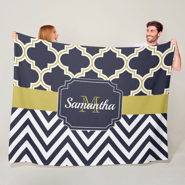 Chevron & Quatrefoil Fleece Blanket (In Situ)