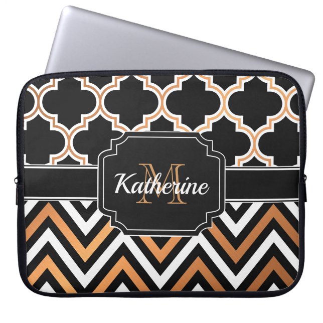 Chevron & Quatrefoil Laptop Sleeve (Front)