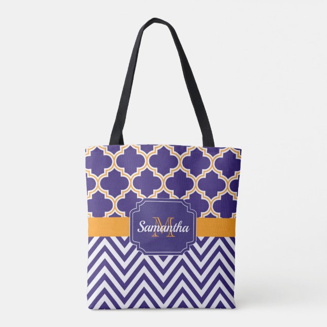 Chevron & Quatrefoil Tote Bag (Back)