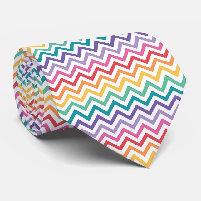 Chevron Rainbow Pattern Tie (Rolled)