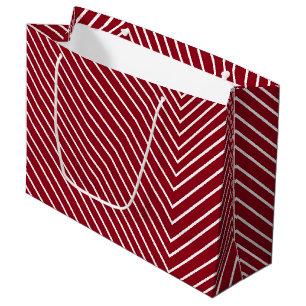 Chevron red and white large gift bag