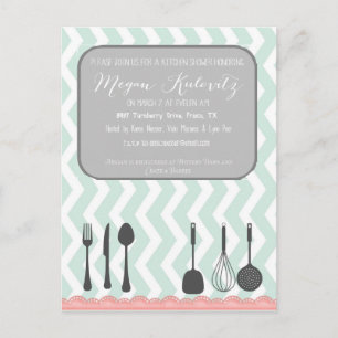 Chevron Shabby Chic Invitation Postcard