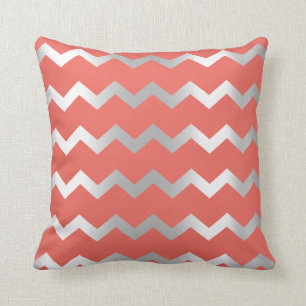 Chevron Silver Grey Grey Stripes Lines Coral Cushion