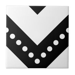 Chevron Spotted 6 Black and White Tile