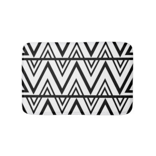 Chevron Stripe Black and White Chevron Stripe  Bath Mat
