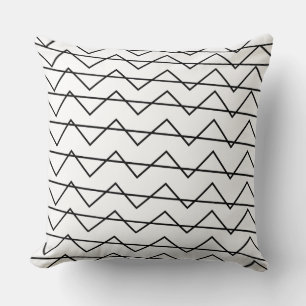 Chevron Stripe Black and White Geometric Pattern Cushion