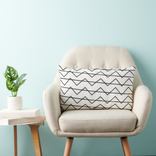 Chevron Stripe Black and White Geometric Pattern  Lumbar Cushion