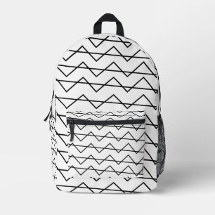 Chevron Stripe Black and White Geometric Pattern Printed Backpack
