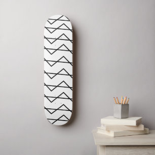 Chevron Stripe Black and White Geometric Pattern Skateboard