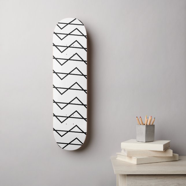 Chevron Stripe Black and White Geometric Pattern Skateboard (Wall Art)