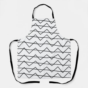 Chevron Stripe Black and White Kitchen Apron
