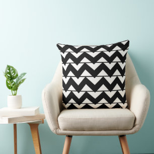 Chevron Stripe Black and White Pattern Cushion