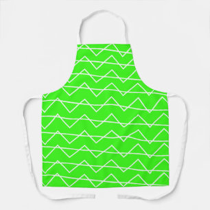 Chevron Stripe Neon Green White Geometric Apron