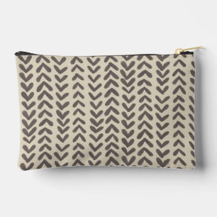 Chevron stripe pattern - clay brown accessory pouch