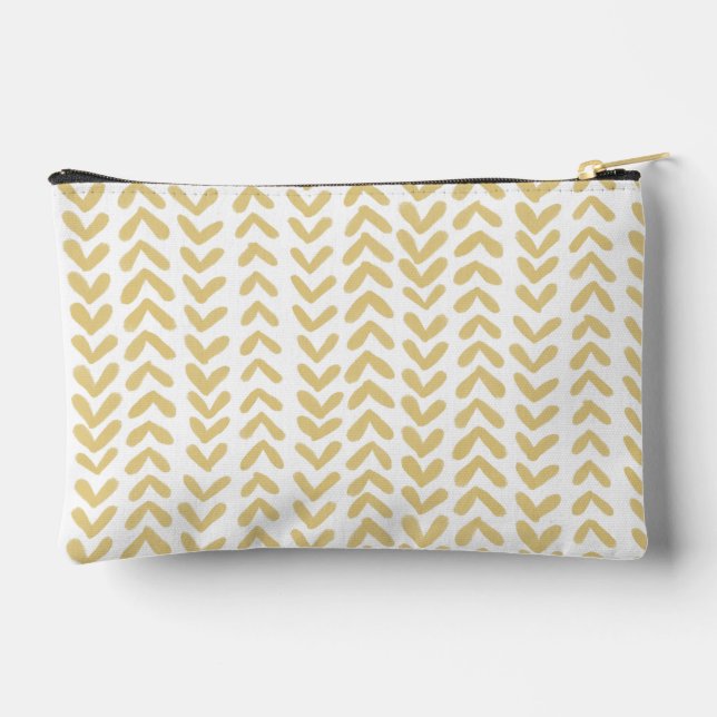 Chevron stripe pattern - ocher accessory pouch (Back)