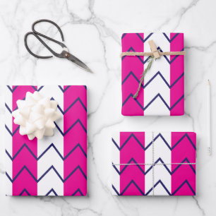 Chevron Stripe Pink and White Geometric Pattern Wrapping Paper Sheet