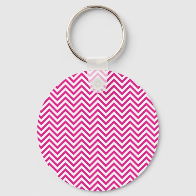 Chevron Stripe Pink Pattern Key Ring (Front)