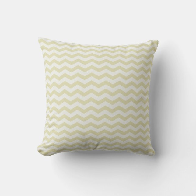 Chevron Stripe Tan and White American MOJO Pillow (Front)