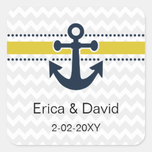 chevron stripes, anchor, nautical envelopes seals