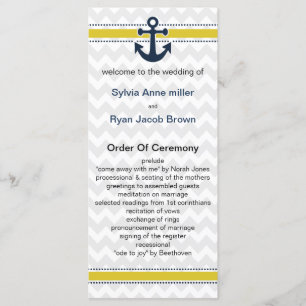 chevron stripes, anchor, nautical Wedding program