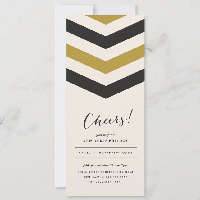 Chevron Stripes New Years Invite (Front)