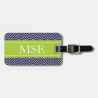Chevron Stripes Personalised Monogram Navy Lime