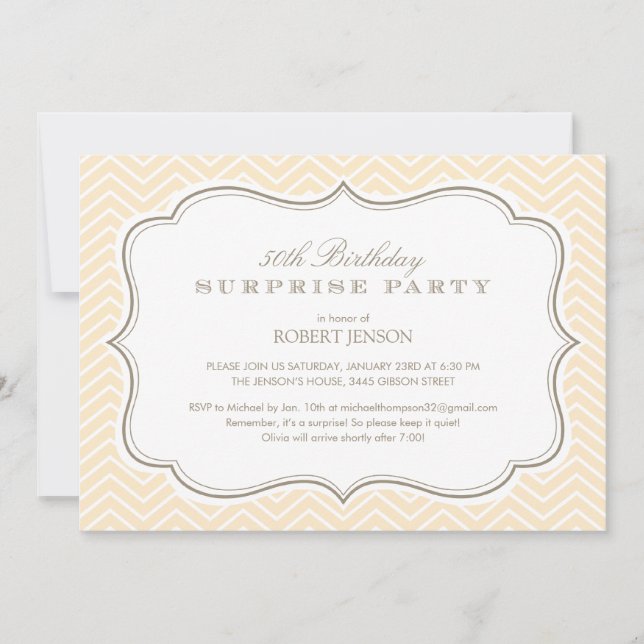 Chevron Stripes Surprise Party Invitations (Front)