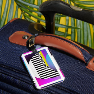 Chevron Stripes Triangles Luggage Tag