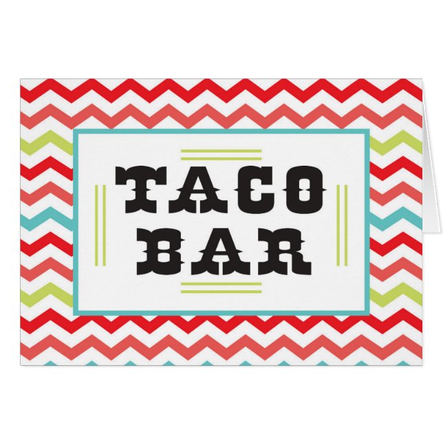 Chevron Taco Bar Food Tent Cards (Front Horizontal)