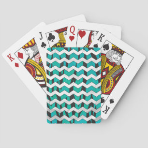 Chevron Tiger Black and Teal Print Playing Cards