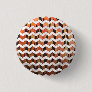 Chevron Tiger Hot orange and Black Print 3 Cm Round Badge