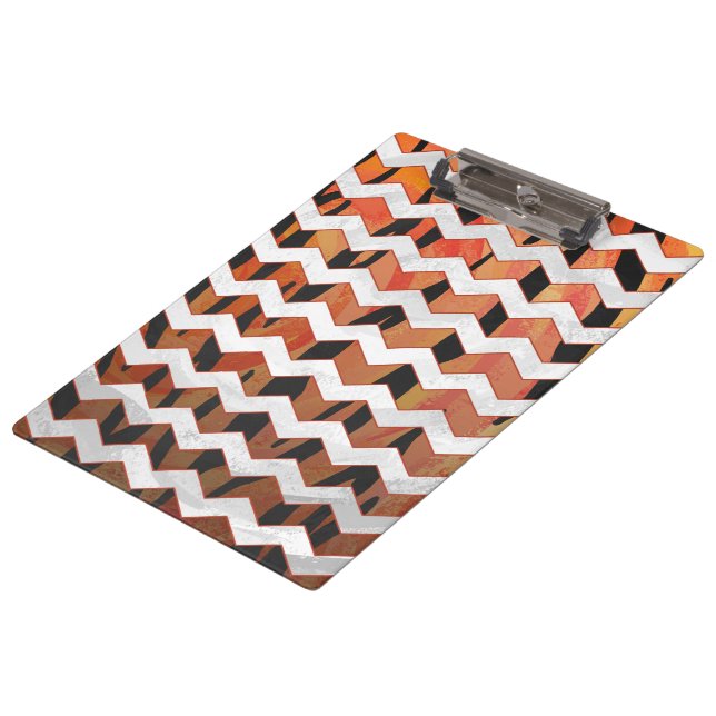 Chevron Tiger Hot orange and Black Print Clipboard (Angled)