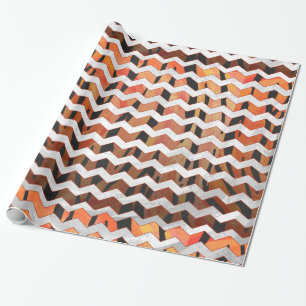 Chevron Tiger Hot orange and Black Print Wrapping Paper