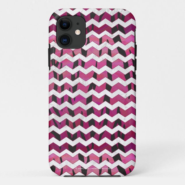 Chevron Tiger Hot Pink and Black Print Case-Mate iPhone Case (Back)