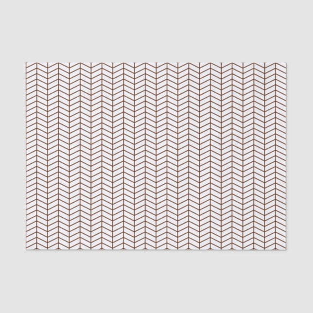 Chevron Tissue Paper - Brown on White (Front)