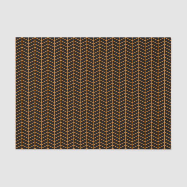Chevron Tissue Paper - Orange on Black (Front)