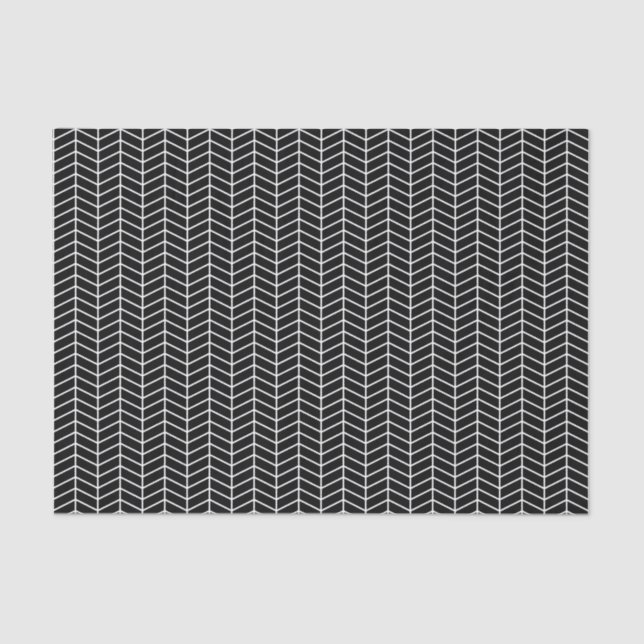 Chevron Tissue Paper - White on Black (Front)