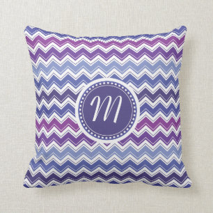 Chevron Tribal ZigZag Pattern in Blue and Purple Cushion