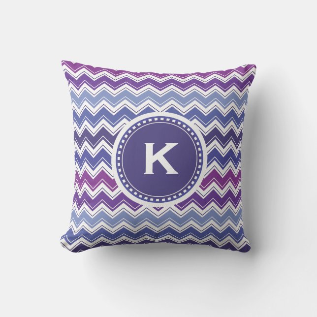 Chevron Tribal ZigZag Pattern in Blue and Purple Cushion (Front)
