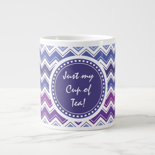 Chevron Tribal ZigZag Pattern in Blue and Purple Large Coffee Mug (Front)