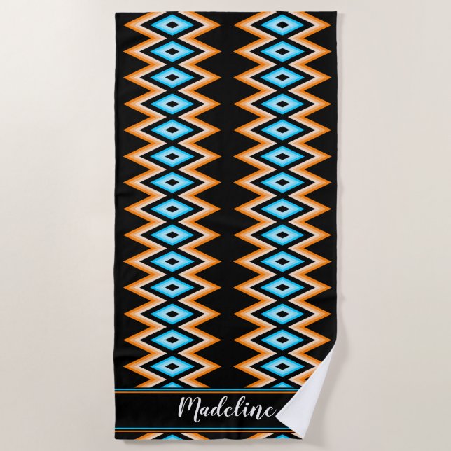 Chevron Tropical Custom name Modern Pattern Beach  Beach Towel (Front)