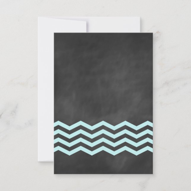Chevron Turquoise Chalkboard RSVP. RSVP Card (Front)