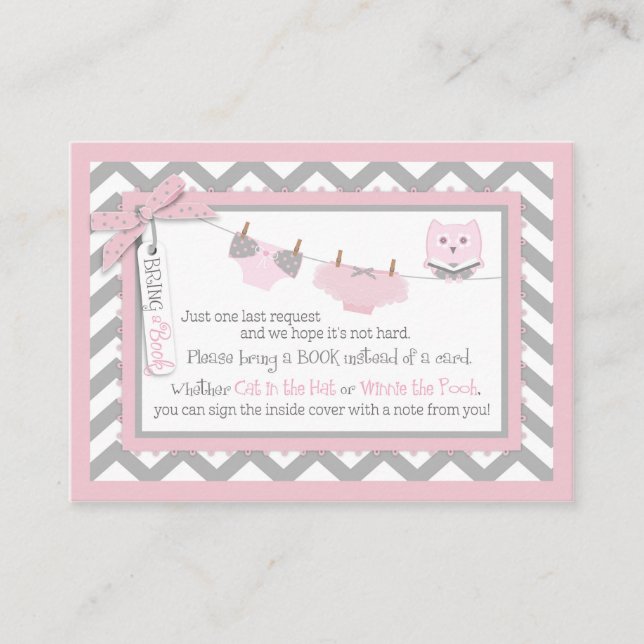 Chevron Tutus Diaper Jumper Owl Bring a Book Card (Front)