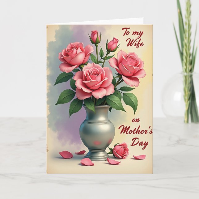 Chevron Watercolor Bloom Card (Front)