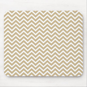 Chevron Wavy Stripes in Christmas Gold & White Mouse Pad