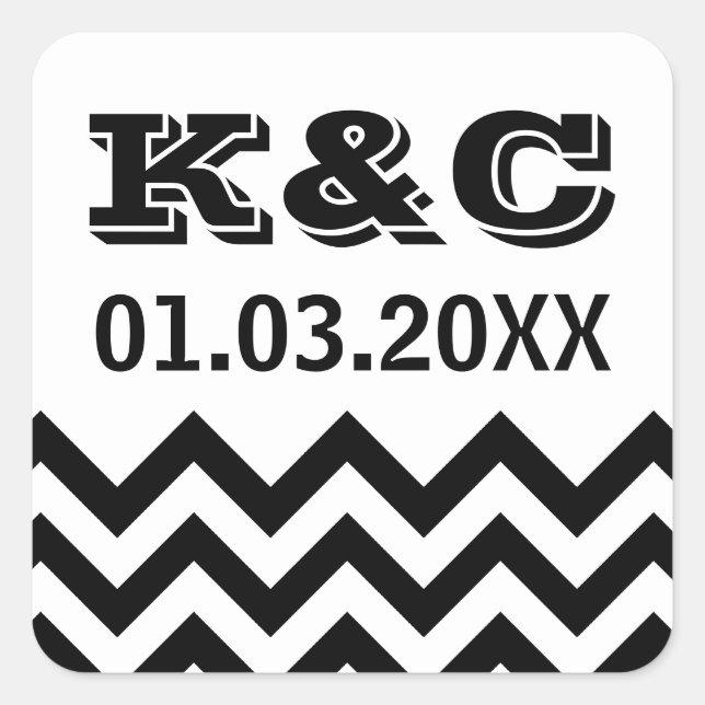 Chevron Wedding Favour Stickers (Front)