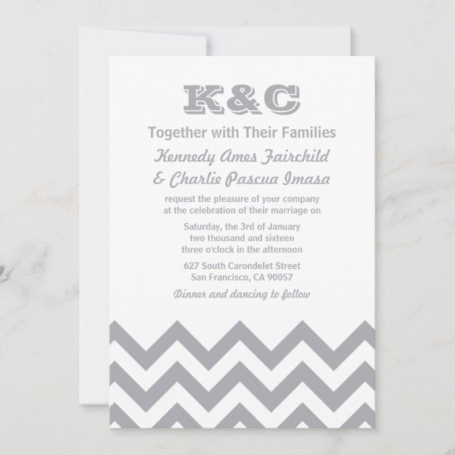 Chevron Wedding Invitations (Front)