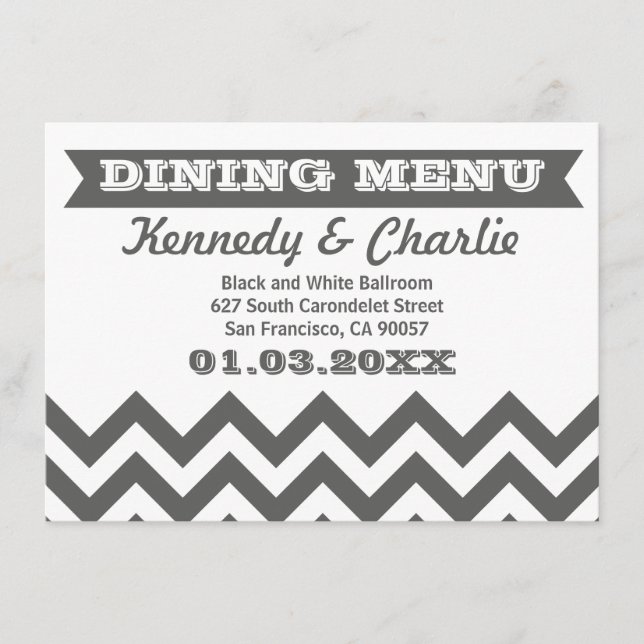 Chevron Wedding Menu Cards (Front)