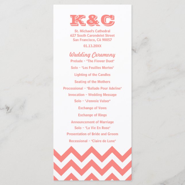 Chevron Wedding Programs (Front)