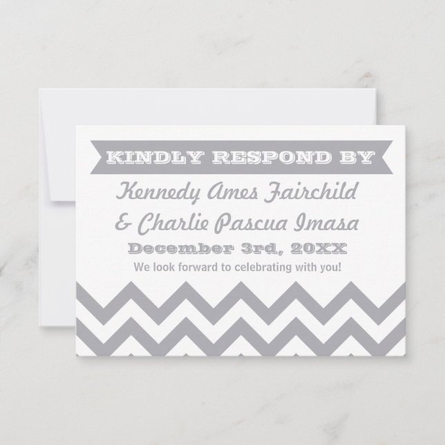 Chevron Wedding RSVP Cards (Front)